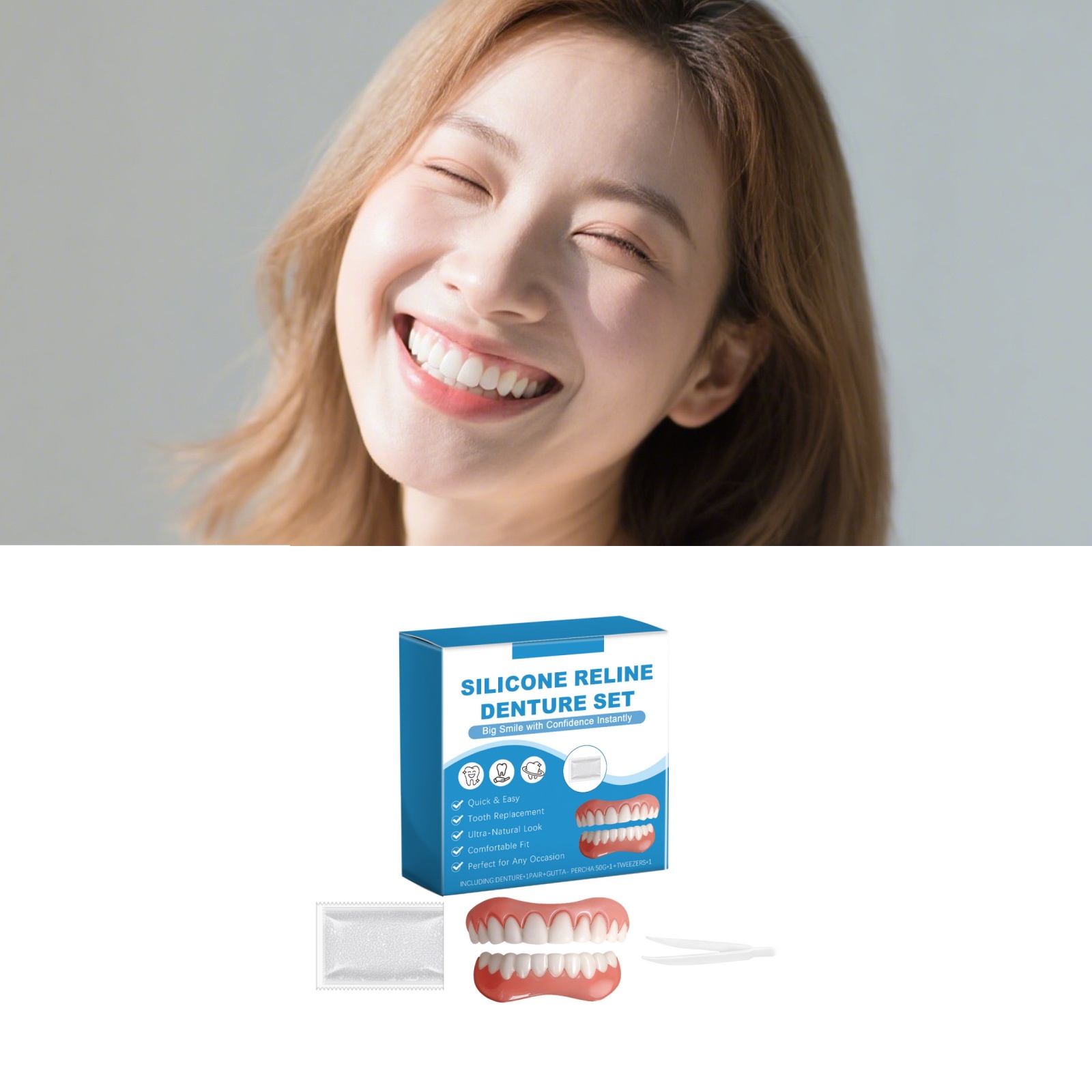 틀니 풀세트, 잇몸 위에 착용하는 키트, 부드러운 디자 - Full Cover Adhesive 리뷰 및 가격