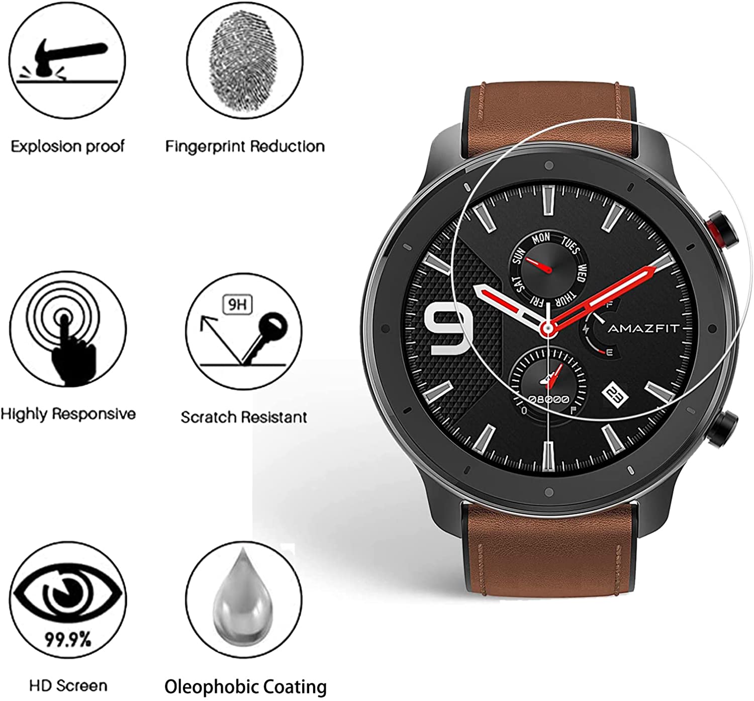 Amazfit GTR 42mm 47mm 용 9H 강화  - Smartwatch Screen Film 리뷰 및 가격